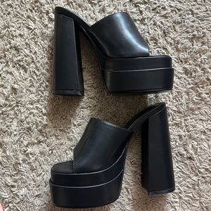 Chunky black platform sandals